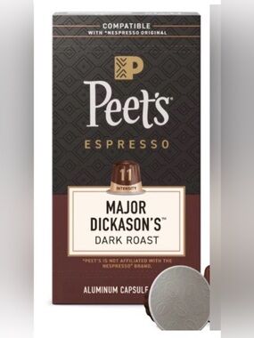 Peet's Coffee Major Dickason's Dark Roast Espresso Pods 40 Count set